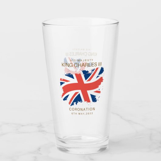 King Charles III Union Jack Flag Glas (Voorkant)