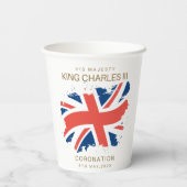 King Charles III Union Jack Flag Papieren Bekers (Achterkant)