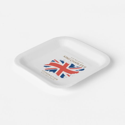 King Charles III Union Jack Flag Papieren Bordje (Gebogen)