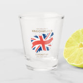 King Charles III Union Jack Flag Shot Glas (Voorkant)