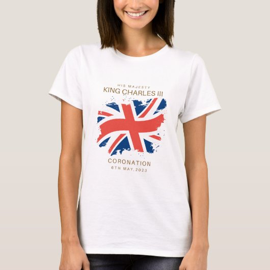 King Charles III Union Jack Flag T-shirt (Voorkant)