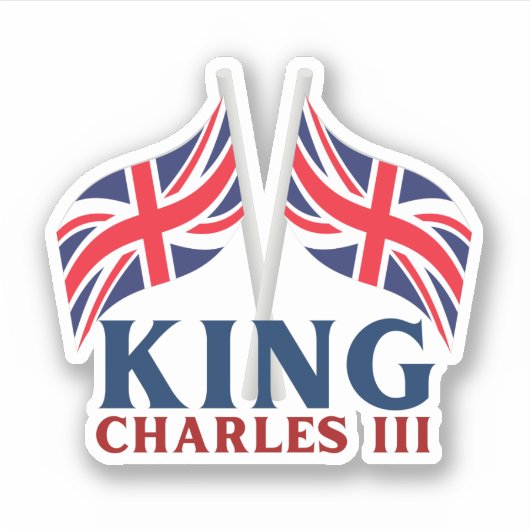 King Charles III, Union Jack Flags Sticker (Voorkant)