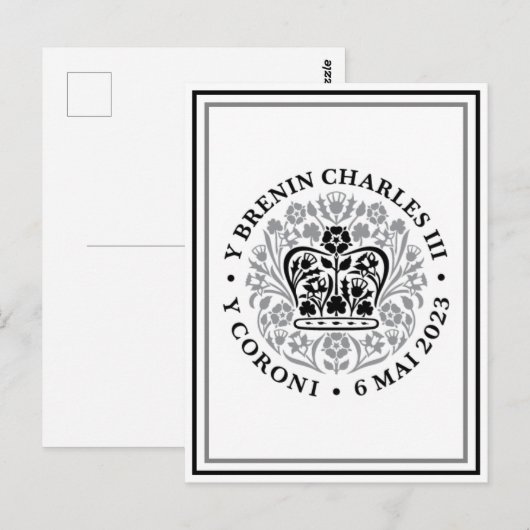 King Charles III Welsh Coronation Emblem Logo Briefkaart (Voorkant / Achterkant)