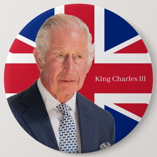 King Charles lll Badge Ronde Button 6,0 Cm (Voorkant)