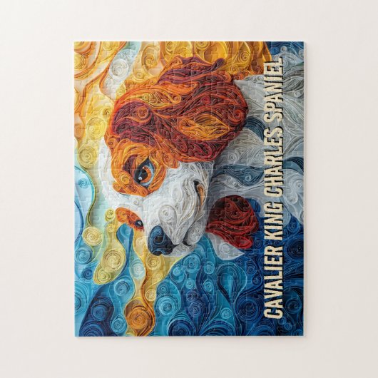 King Charles Paper Quilling Art Dog Portrait Legpuzzel (Verticaal)