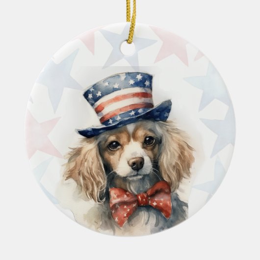 King Charles Spaniehond, 4 juli Persoonlijk Keramisch Ornament (Voorkant)