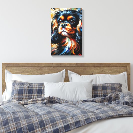 King Charles Spaniel Acryl Print Canvas Kunst (Insitu (Slaapkamer))