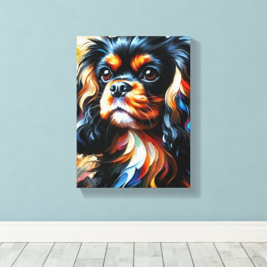 King Charles Spaniel Acryl Print Canvas Kunst (Insitu (Houten vloer))