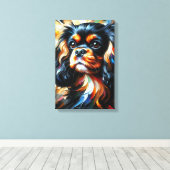 King Charles Spaniel Acryl Print Canvas Kunst (Insitu (Houten vloer))