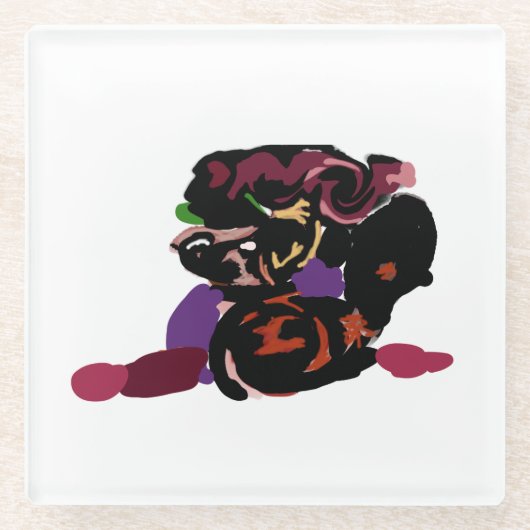 king Charles spaniel and roses sweet  Glazen Onderzetter (Voorkant)