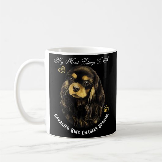 King Charles Spaniel Black Tan Cavalier Spaniel Koffiemok (Links)
