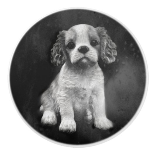 King Charles Spaniel cavalier puppy Keramische Knop (Voorkant)