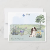 King Charles Spaniel Dog Butterfly Monogram Notitiekaartje (Voorkant)