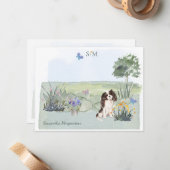 King Charles Spaniel Dog Butterfly Monogram Notitiekaartje (Voorkant / Achterkant in situ)