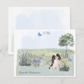 King Charles Spaniel Dog Butterfly Monogram Notitiekaartje (Voorkant / Achterkant)