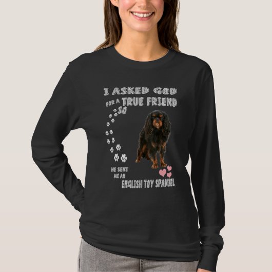 King Charles Spaniel Dog mam Papa print Engels Spe T-shirt (Voorkant)