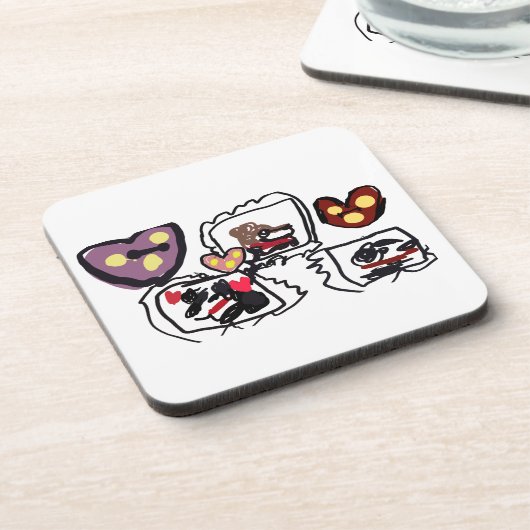 King Charles Spaniel hearts  Bier Onderzetter (Linkerzijde)