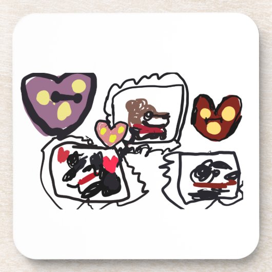 King Charles Spaniel hearts  Bier Onderzetter (Voorkant)