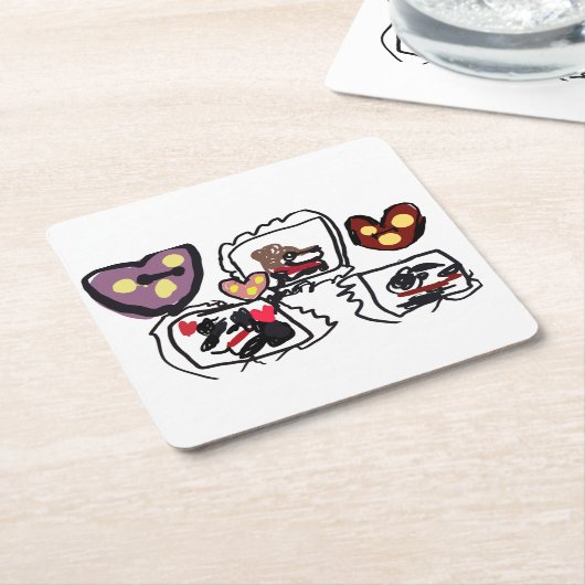 King Charles Spaniel hearts  Kartonnen Onderzetters (Schuin)