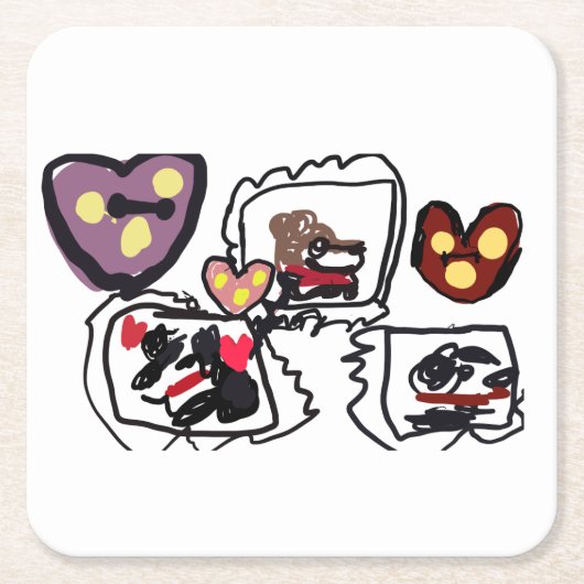 King Charles Spaniel hearts  Kartonnen Onderzetters (Voorkant)