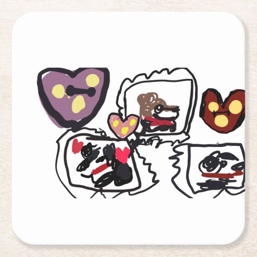 King Charles Spaniel hearts  Kartonnen Onderzetters (Voorkant)