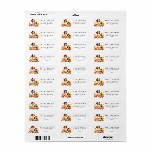 King Charles Spaniel Herfst Terugkeer Adres Etiket (Full Sheet)