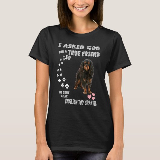 King Charles Spaniel Hondenmoeder Vader Print Enge T-shirt (Voorkant)