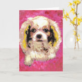 King Charles Spaniel Kaart (Gele Bloem)