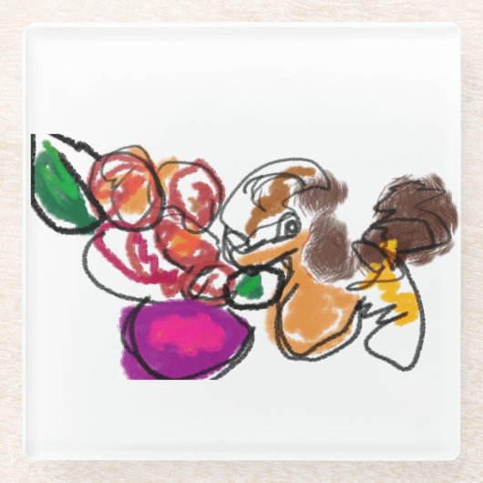 King Charles spaniel LOVE Glazen Onderzetter (Voorkant)