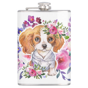 King Charles Spaniel met Flowers Classic Mok Heupfles