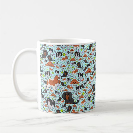 King Charles Spaniel Mok, blauw Koffiemok (Links)