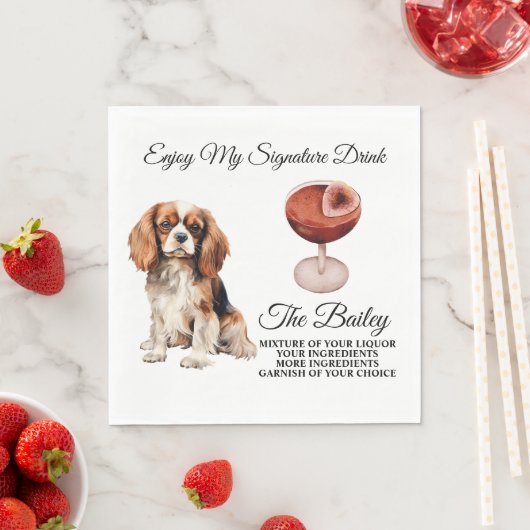 King Charles Spaniel Trouwhandtekening Drink Servet (Insitu)