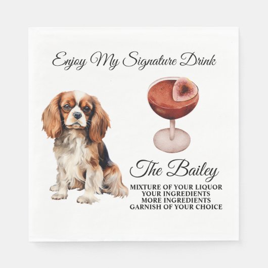 King Charles Spaniel Trouwhandtekening Drink Servet (Voorkant)