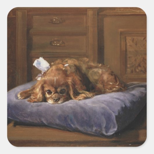 King Charles Spaniel Vierkante Sticker (Voorkant)