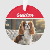 King Charles Spaniel with Name and Photo Christmas Ornament (voorkant)
