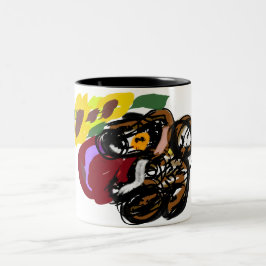 King charles spaniel zonnebloemen  tweekleurige koffiemok