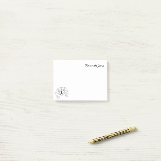 King Charles Spaniel Zwart & Wit Gepersonaliseerd Post-it® Notes (Op bureau)
