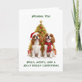 King Charles Spanjels Honden Kerstmis Feestdagen Kaart