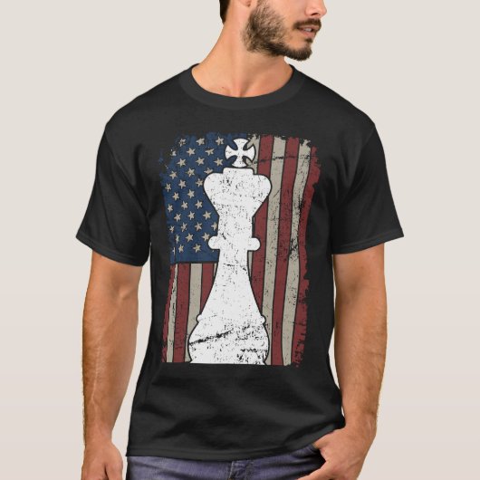 King Chess Piece USA Flag  Mens Womens Chess Playe T-shirt (Voorkant)