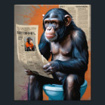 King Chimp Realism ontmoet Pop Art Majestic Foto Afdruk<br><div class="desc">Stap in de wereld van eigenzinnige royalty's met "Royal Chimp on the Throne". Dit digitale kunstwerk combineert realistische dierenportretten met de durf van de pop kunst, waardoor een visueel opvallende en tot nadenken stemmende compositie ontstaat. De chimpansee, gedetailleerd met expressieve gelaatstrekken en levensechte vacht, hurkt op een toilet, met een...</div>