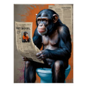 King Chimpansee in levendige Pop Art Style – Abstr Perfect Poster (Voorkant)