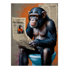 King Chimpansee in levendige Pop Art Style – Abstr Perfect Poster