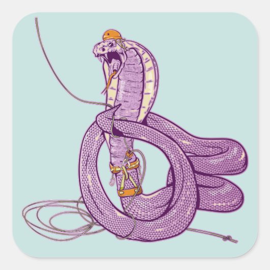 King Cobra Snake Rock Klimmen Vierkante Sticker (Voorkant)
