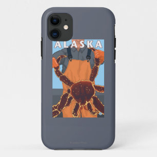 King Crab en Fisherman Vintage Travel Poster iPhone 11 Hoesje