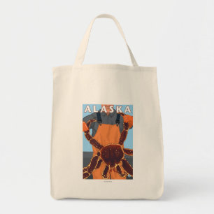 King Crab en Fisherman Vintage Travel Poster Tote Bag