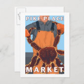 King Crab Fisherman - Pike Place Market , Seattle Briefkaart (Voorkant / Achterkant)
