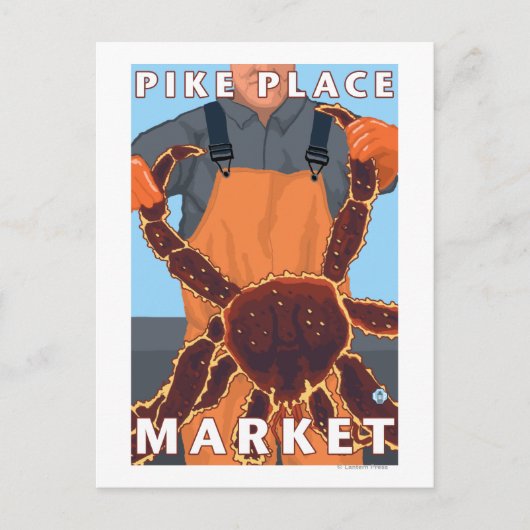 King Crab Fisherman - Pike Place Market , Seattle Briefkaart (Voorkant)