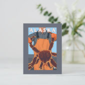 King Crab & Fisherman Vintage Travel Poster Briefkaart (Staand voorkant)