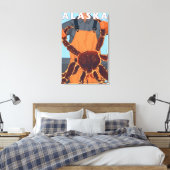 King Crab & Fisherman Vintage Travel Poster Canvas Afdruk (Insitu (Slaapkamer))
