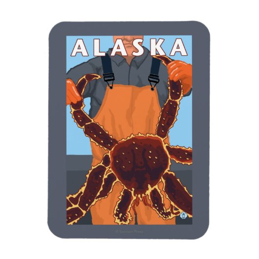 King Crab & Fisherman Vintage Travel Poster Magneet (Verticaal)